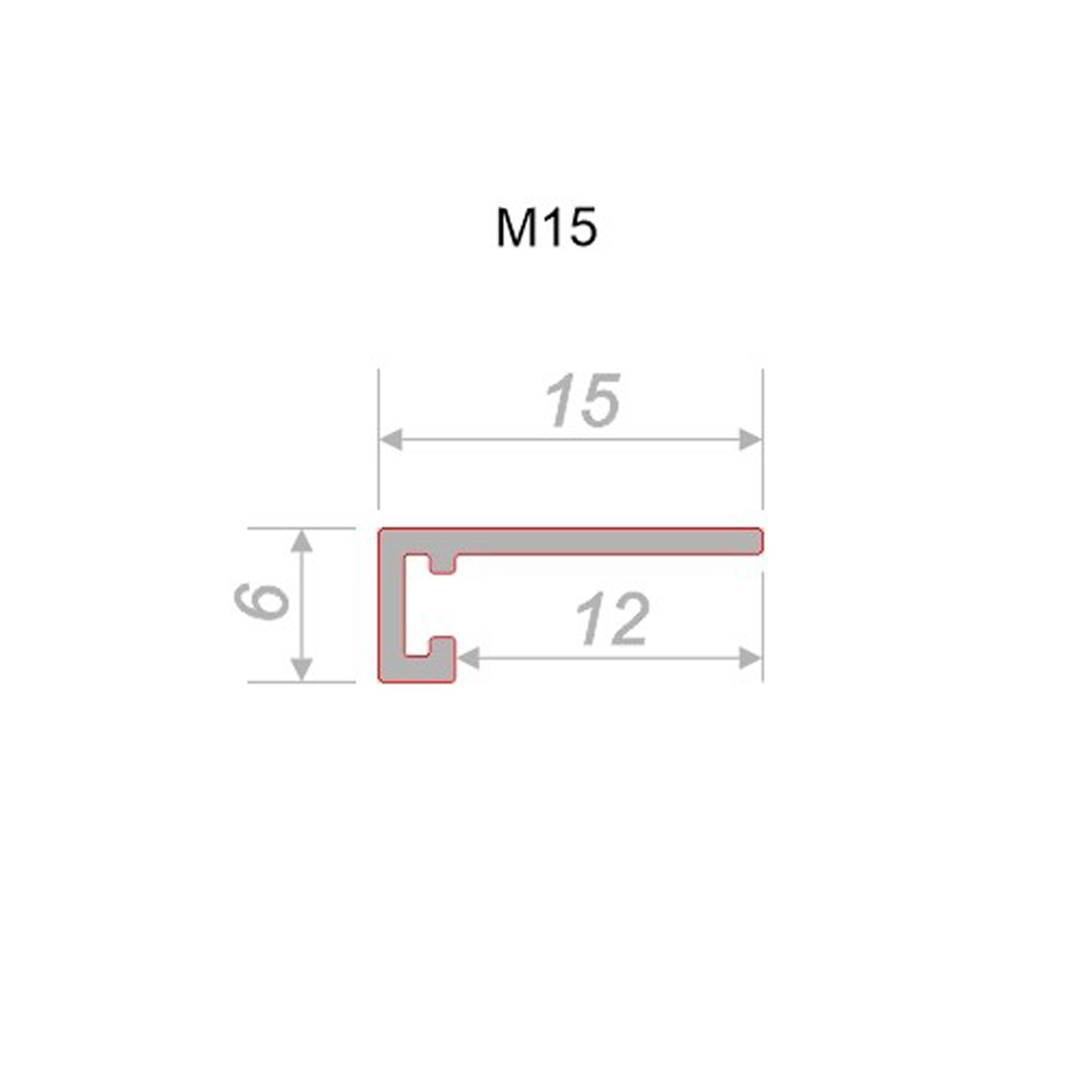 Изображение товара Микроплинтус M15A титановый браш 6 мм x 15 мм х 2000 мм Decaro