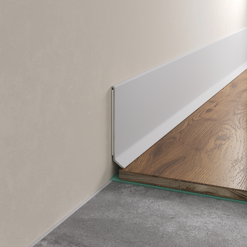 Изображение товара Плинтус алюминиевый LACONISTIQ Adhesive 60мм Белый матовый RAL9016. (60*10*2500мм)