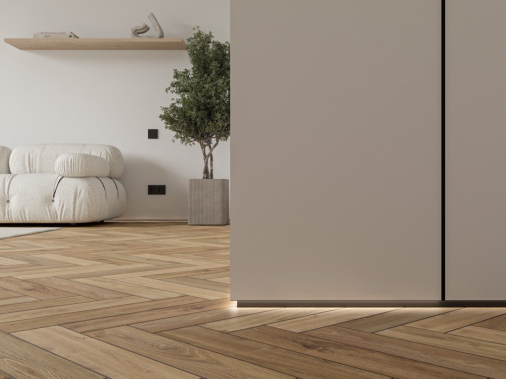 Изображение товара Теневой плинтус LACONISTIQ LIGHT 41, под подсветку , БЕЗ ПОКРЫТИЯ (41,3х15х3000мм) зазор 20мм.