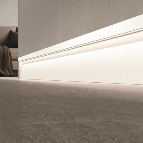 Фото Плинтус Metal Line SKL/2 78591 Белый ST LED 63 мм x 10 мм х 2700 мм Profilpas
