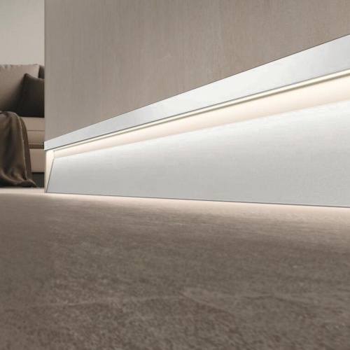 Фото Плинтус Metal Line SKL/2 78592 Concrete White LED 63 мм x 10 мм х 2700 мм Profilpas