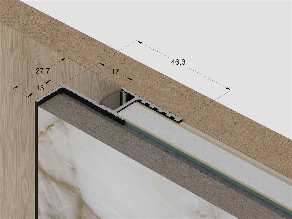 Изображение товара Теневая рейка LACONISTIQ Multilevel (разноуровневая) Черный матовый RAL9005 (46.3*27.7*3000мм.) под подсветку