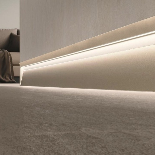Фото Плинтус Metal Line SKL/2 78595 Concrete Mud LED 63 мм x 10 мм х 2700 мм Profilpas