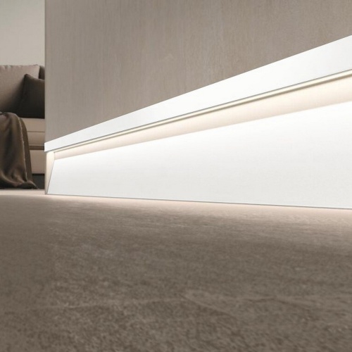 Фото Плинтус Metal Line SKL/2 78599 Solid White LED 63 мм x 10 мм х 2700 мм Profilpas