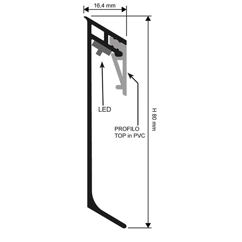 Изображение товара Плинтус PROSKIRTING GILED PKGLEDAA LED серебро 80 мм Progress Profiles