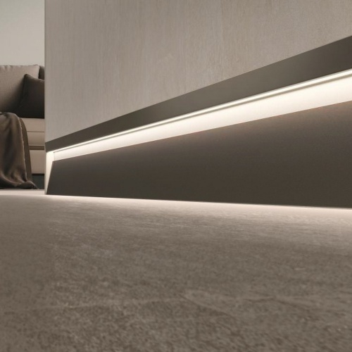 Фото Плинтус Metal Line SKL/2 78597 Metal Dark LED 63 мм x 10 мм х 2700 мм Profilpas