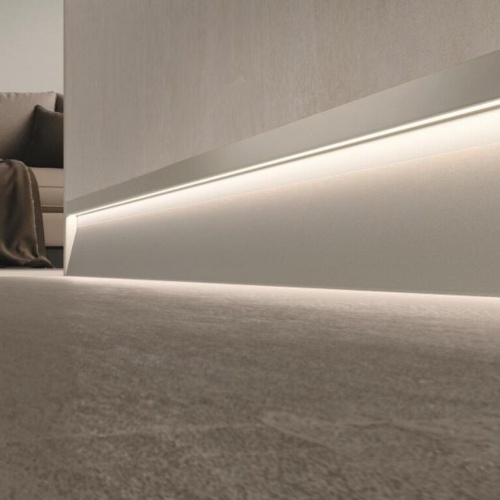 Фото Плинтус Metal Line SKL/2 78594 Concrete Smoke LED 63 мм x 10 мм х 2700 мм Profilpas